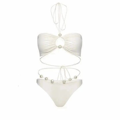 Bikini Perlé 3 Pièces Blanc & Élégant-Saylana