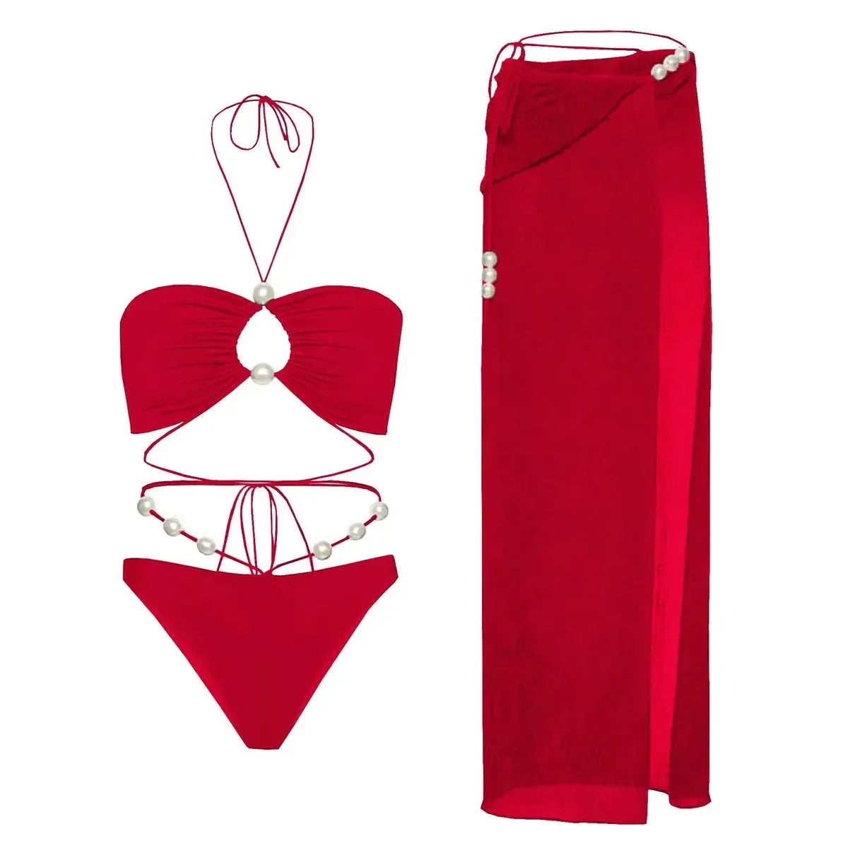 Bikini Perlé 3 Pièces Blanc & Élégant-Saylana