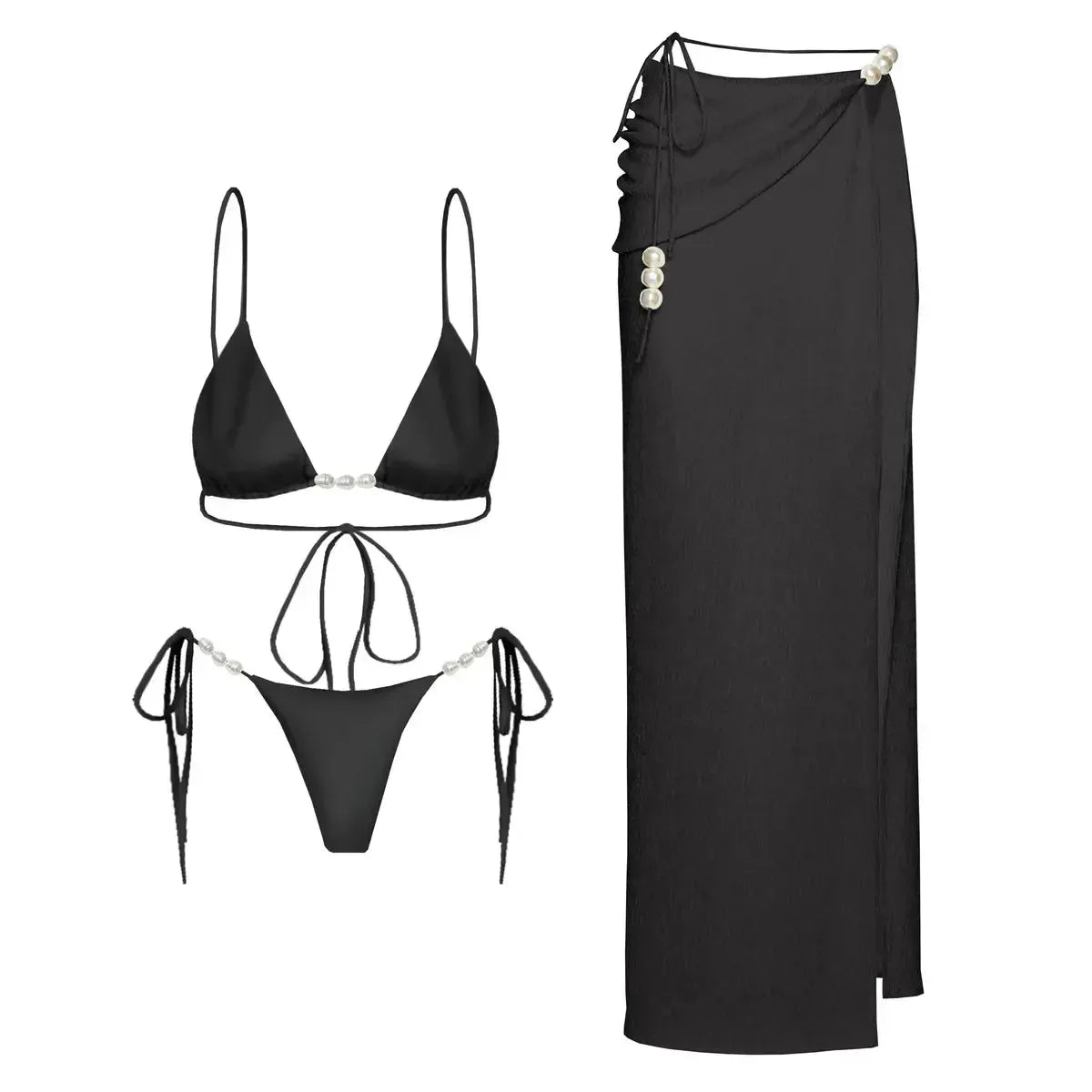 Bikini Perlé 3 Pièces Blanc & Élégant-Saylana
