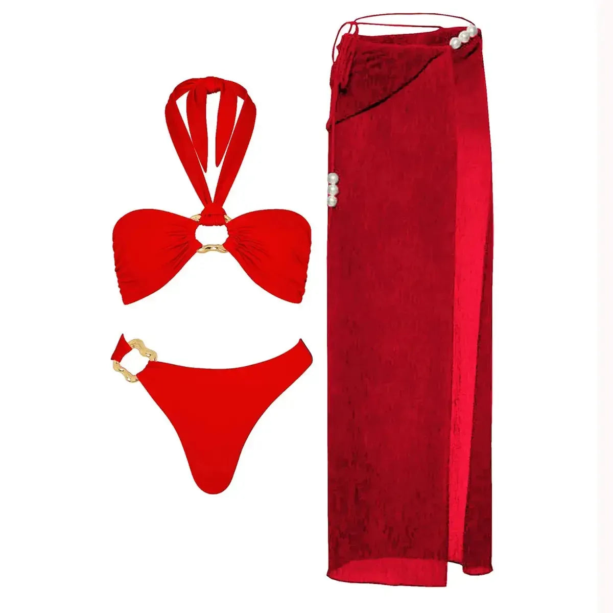 Bikini Perlé 3 Pièces Blanc & Élégant-Saylana
