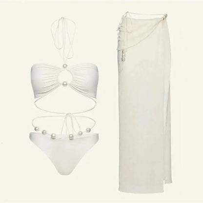 Bikini Perlé 3 Pièces Blanc & Élégant-Saylana