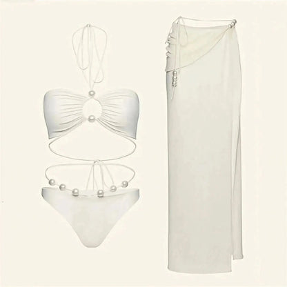 Bikini Perlé 3 Pièces Blanc & Élégant - Saylana