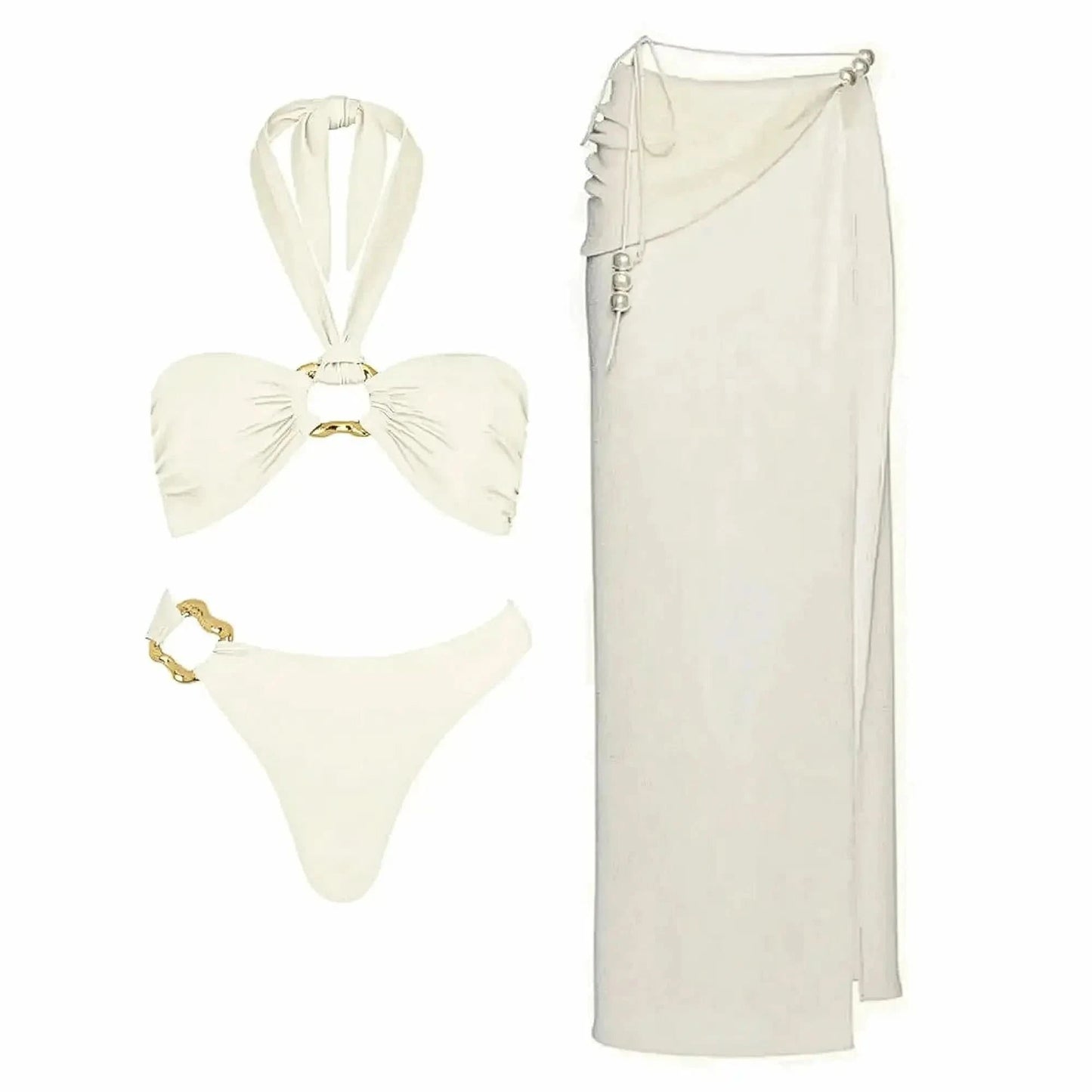 Bikini Perlé 3 Pièces Blanc & Élégant - Saylana