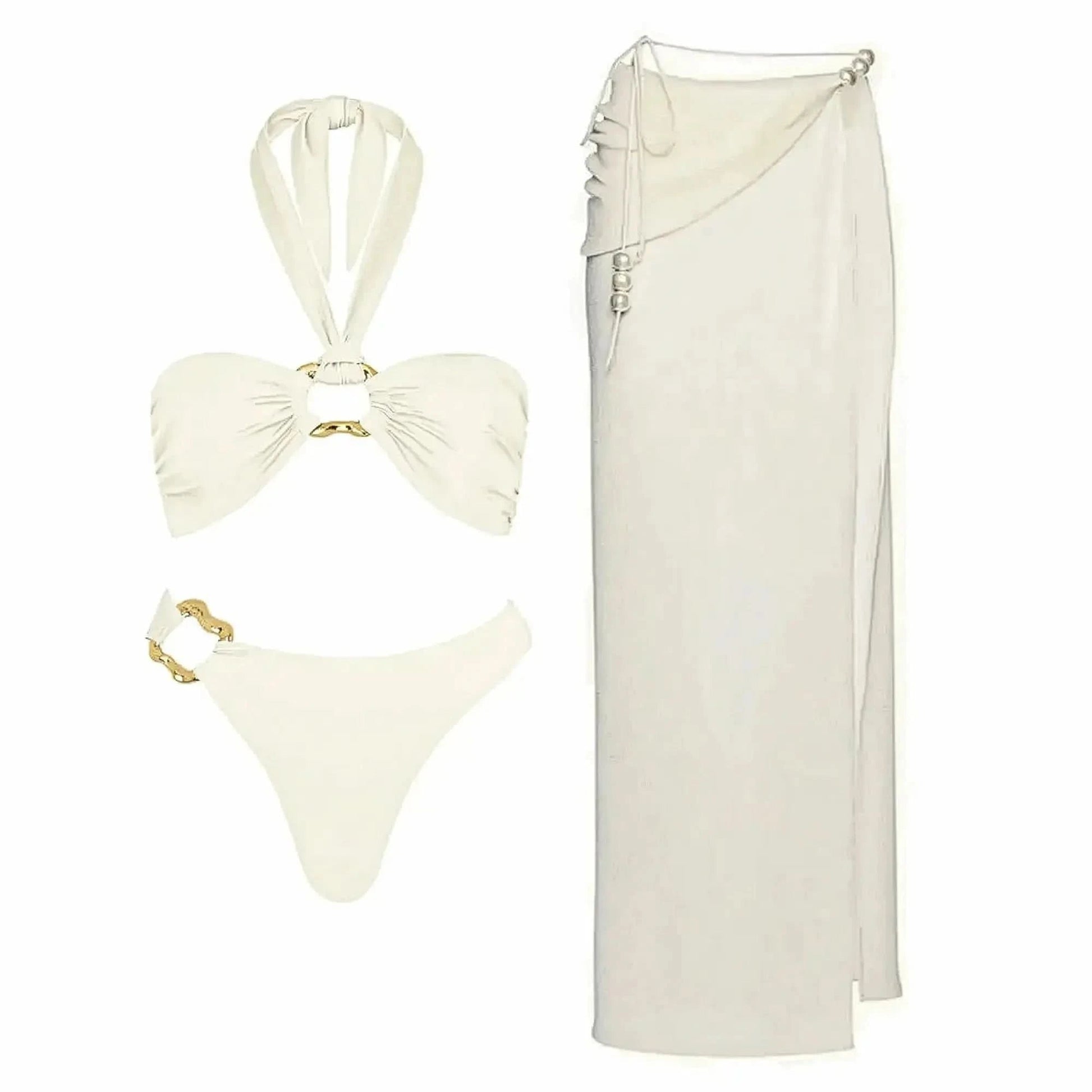 Bikini Perlé 3 Pièces Blanc & Élégant - Saylana