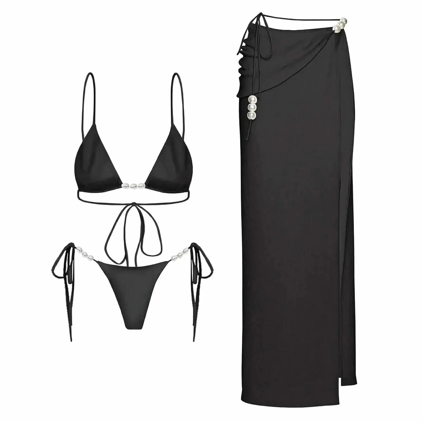 Bikini Perlé 3 Pièces Blanc & Élégant - Saylana