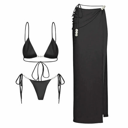 Bikini Perlé 3 Pièces Blanc & Élégant - Saylana