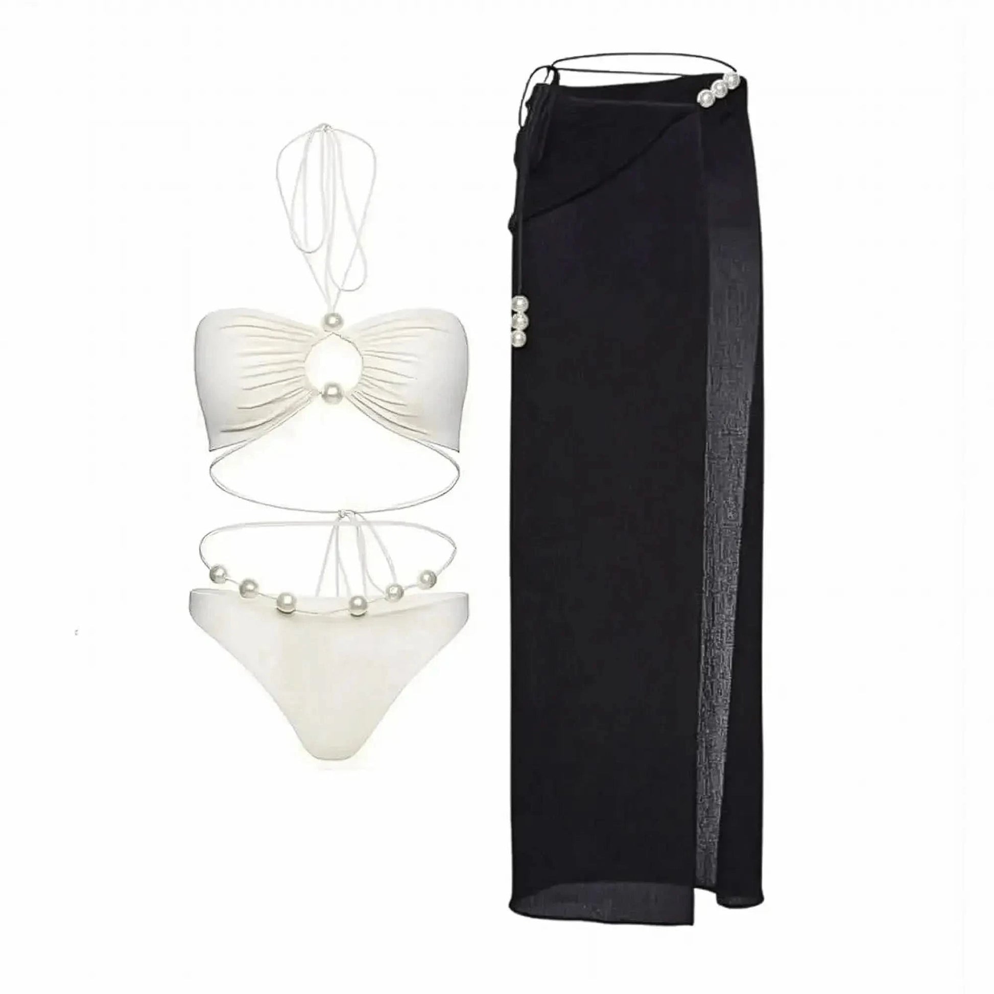 Bikini Perlé 3 Pièces Blanc & Élégant - Saylana