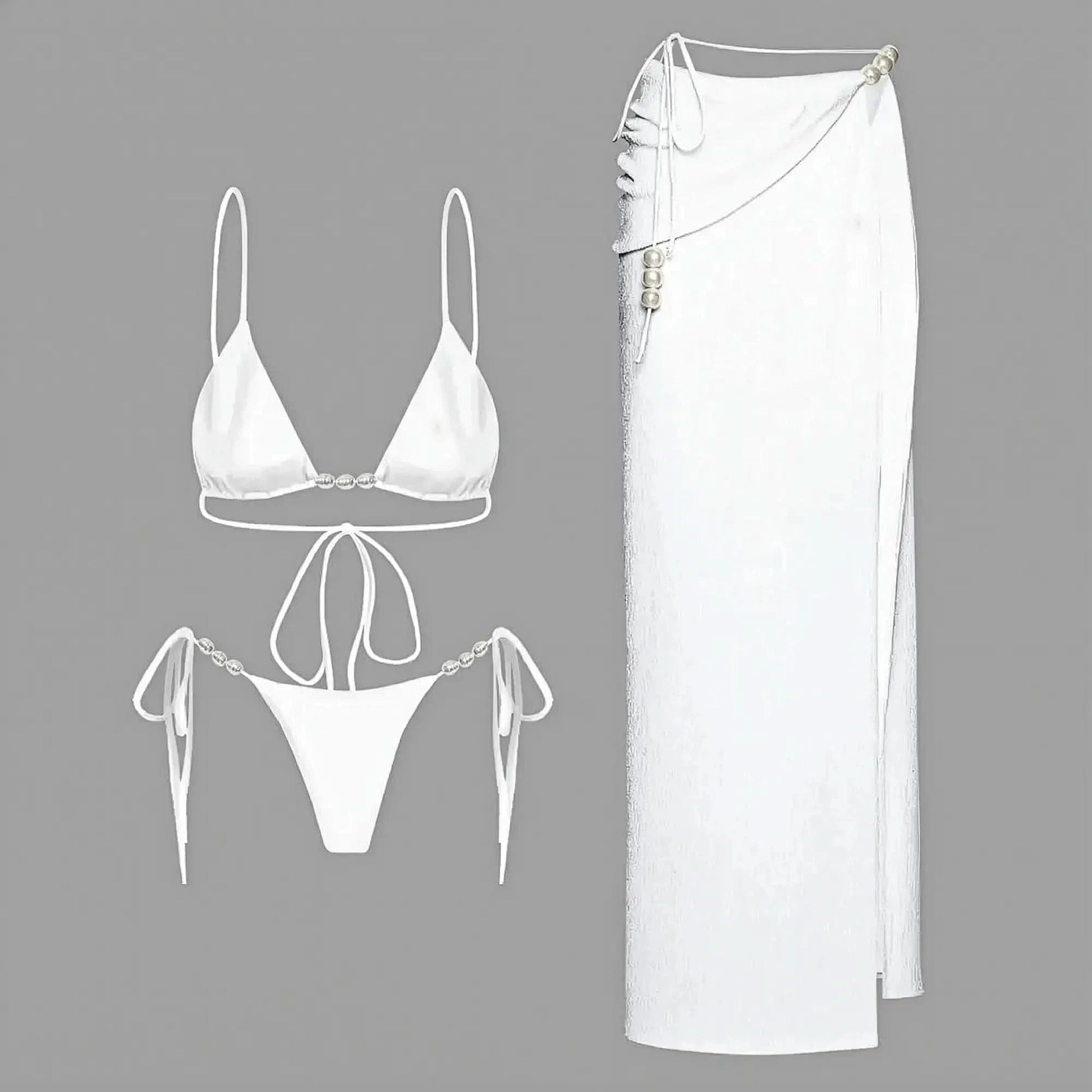 Bikini Perlé 3 Pièces Blanc & Élégant - Saylana