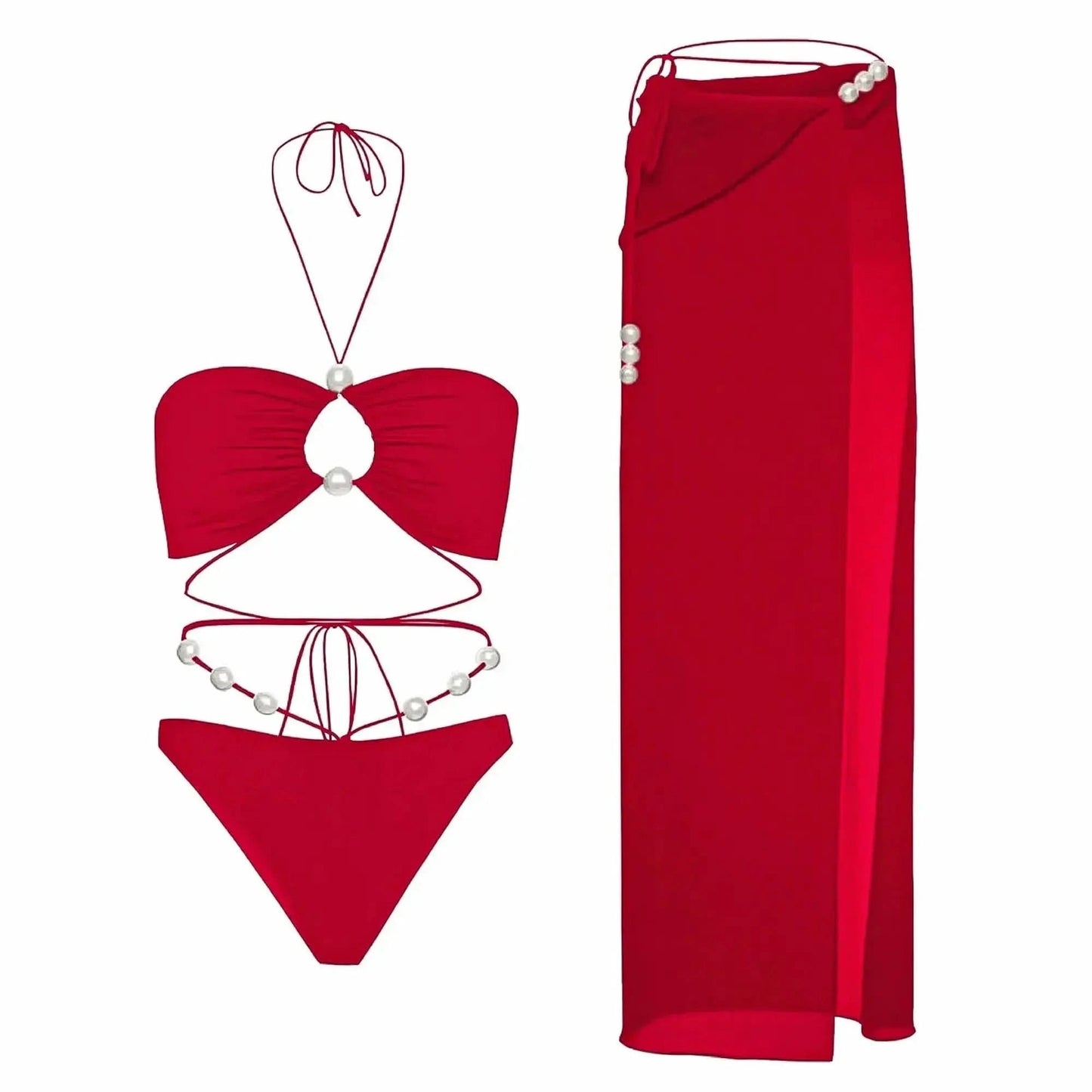 Bikini Perlé 3 Pièces Blanc & Élégant - Saylana