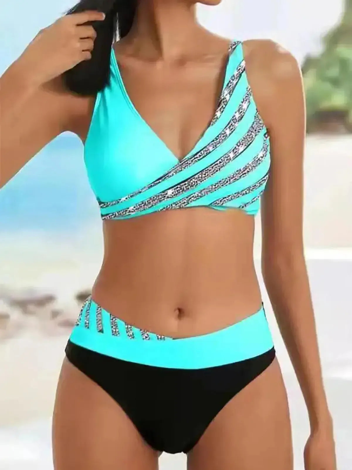 Bikini Rayé Brésilien 2 Pièces-Saylana