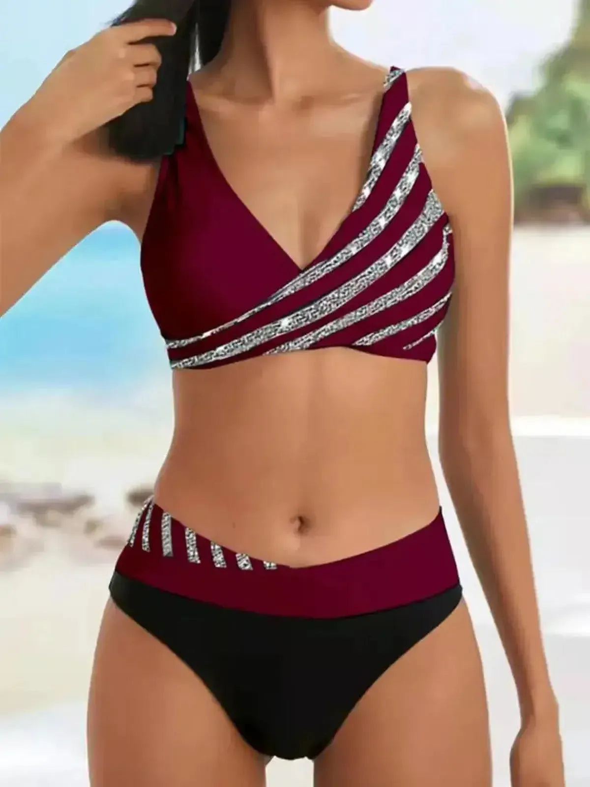 Bikini Rayé Brésilien 2 Pièces-Saylana