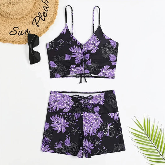 Bikini Taille Haute Floral Push-Up - Saylana