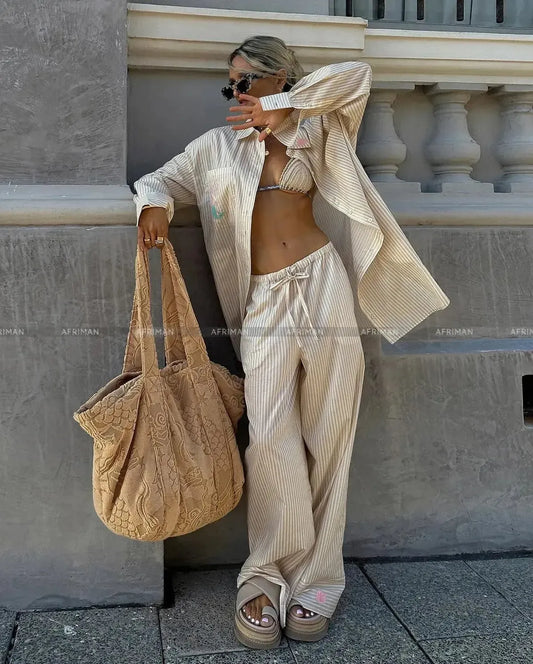 Blouse Ample avec Poche + Pantalon Large-Saylana