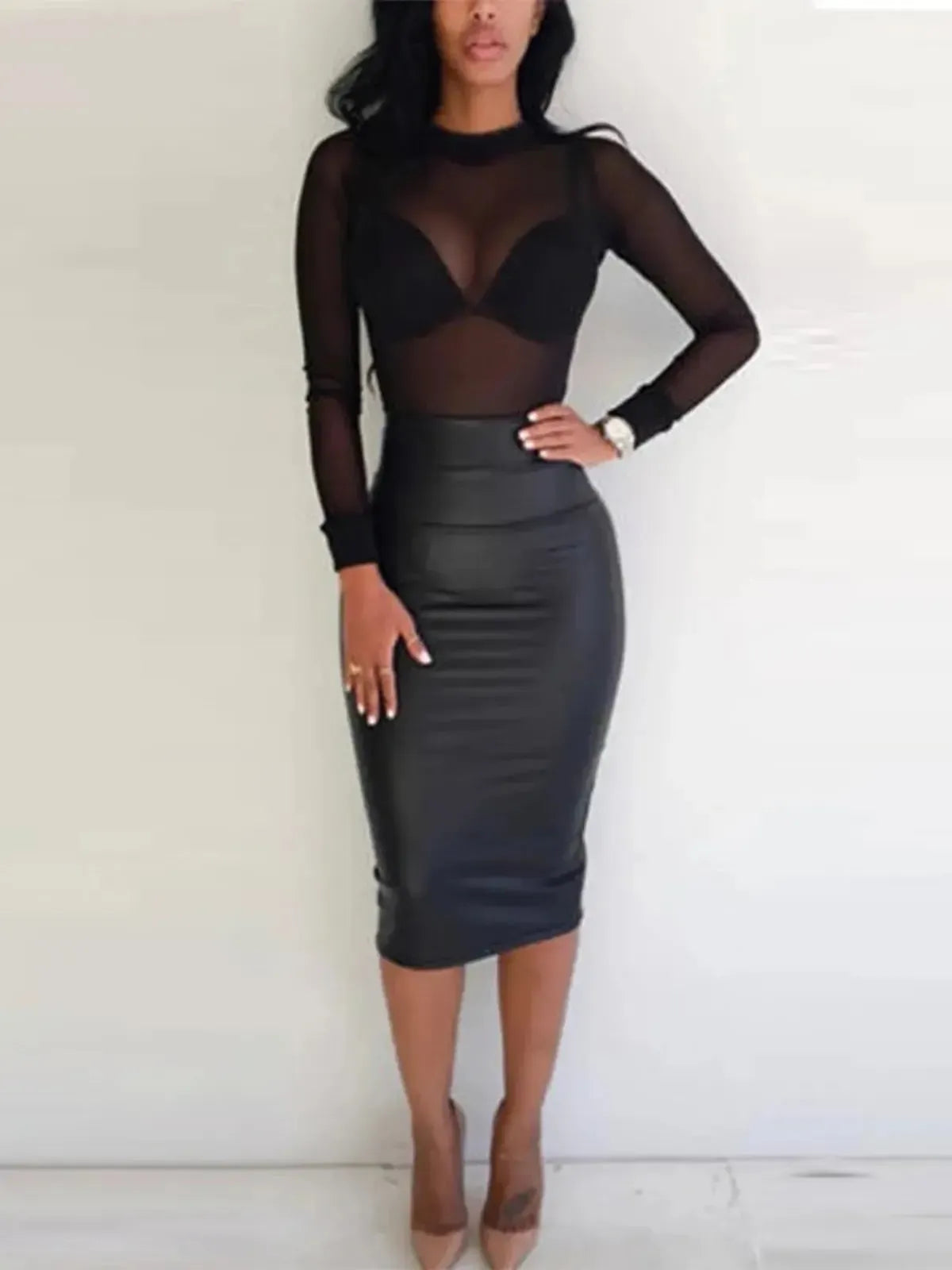 Blouse Transparente Col Montant-Saylana