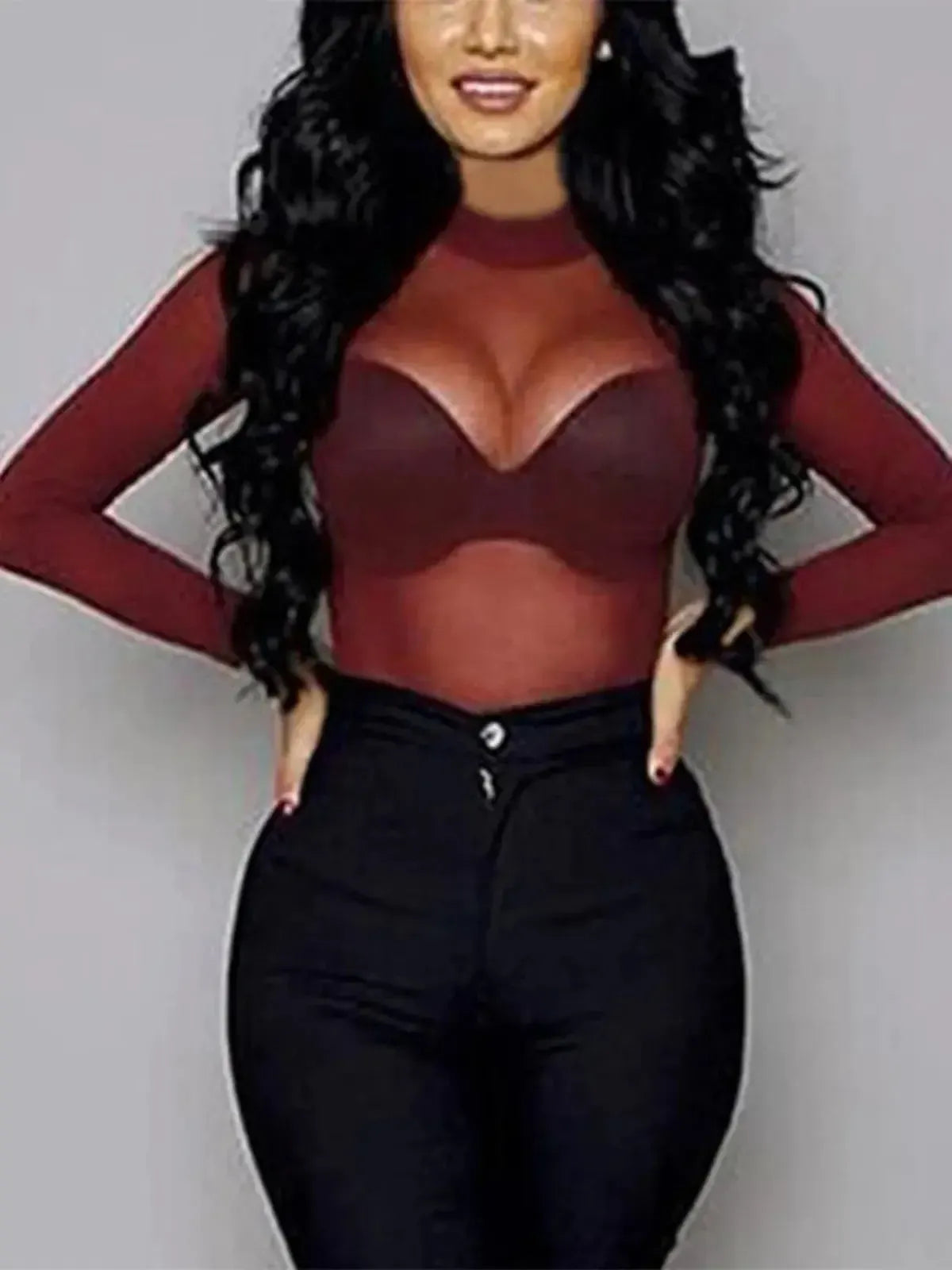 Blouse Transparente Col Montant-Saylana