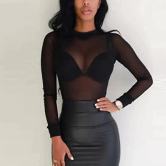 Blouse Transparente Col Montant-Saylana