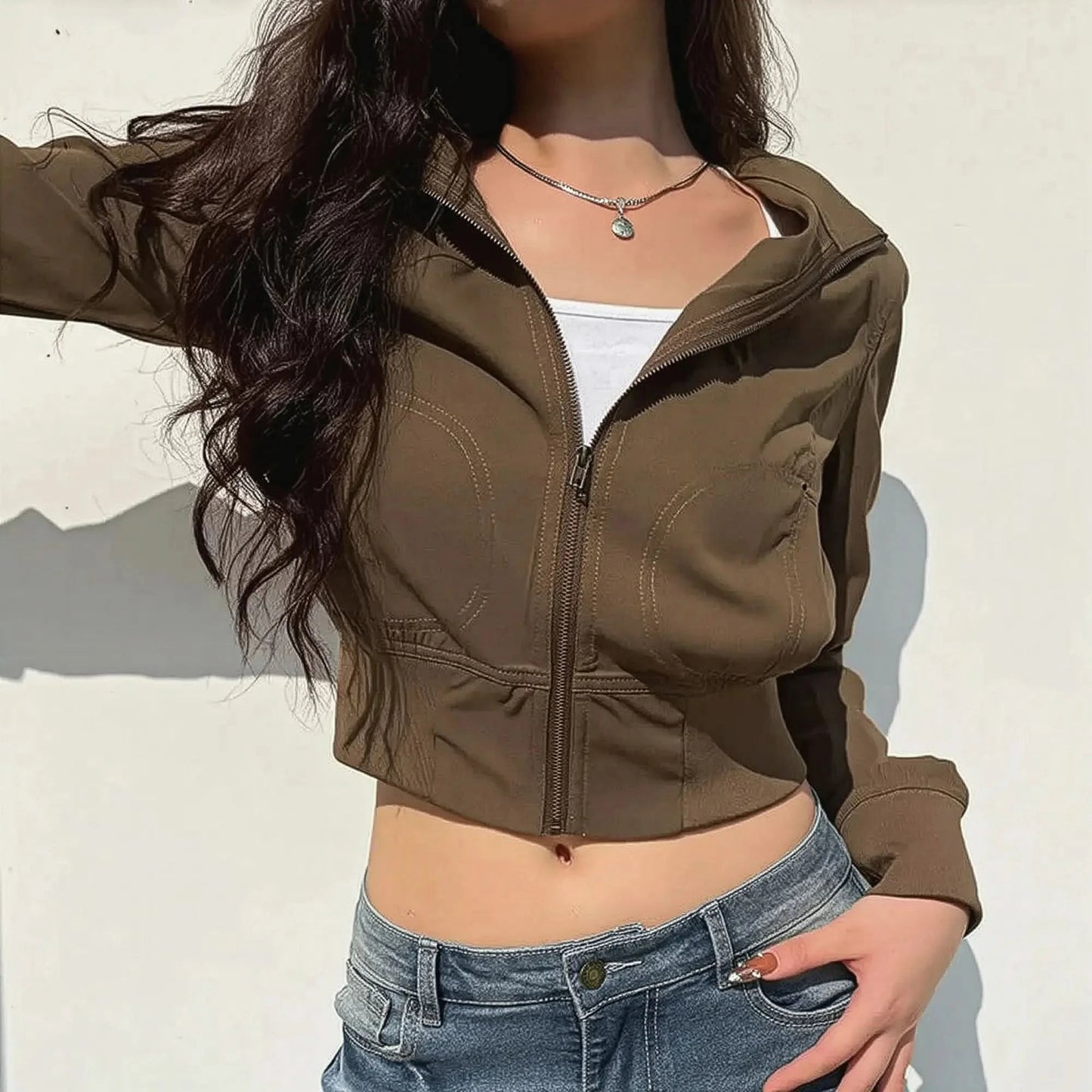 Blouson Slim Col Montant Harajuku - Saylana