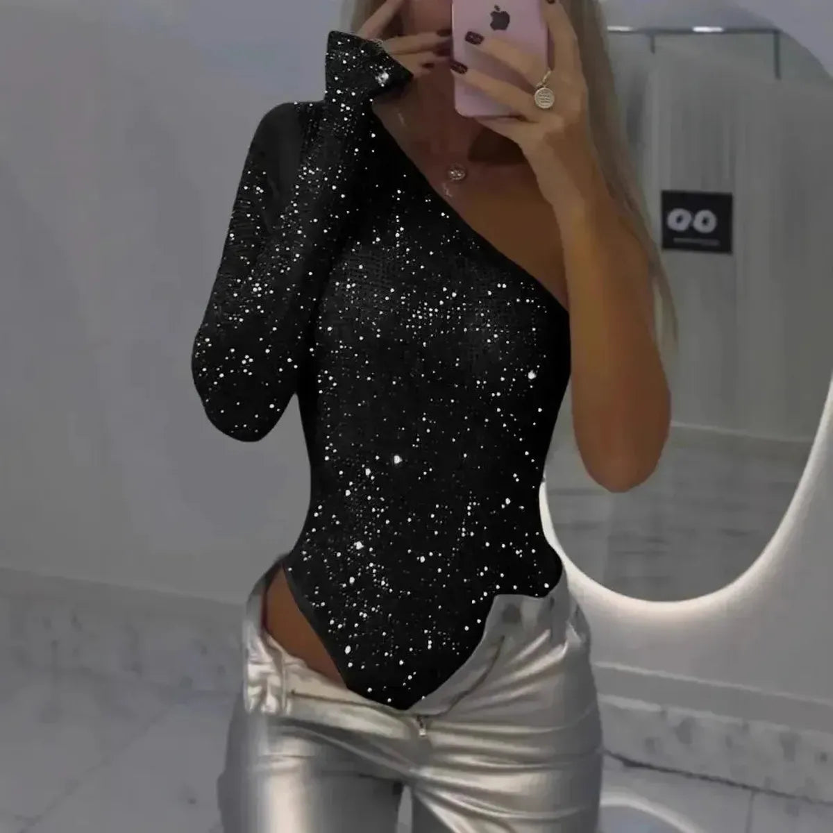 Body Asymétrique à Sequins-Saylana
