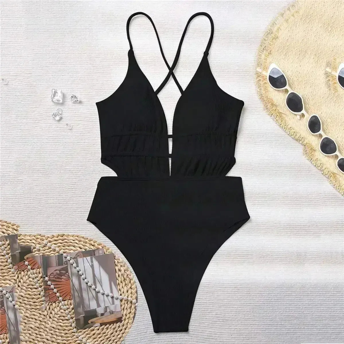 Body Bain Noir Échancré Dos Nu-Saylana