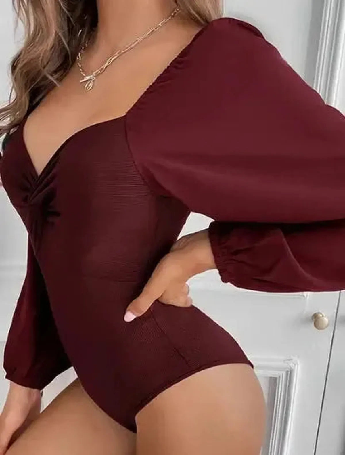 Body Chic Froncé Manches Longues-Saylana