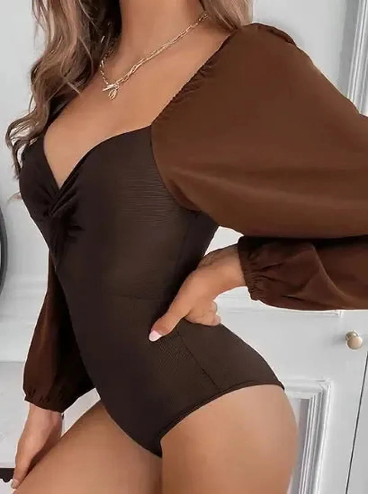 Body Chic Froncé Manches Longues-Saylana