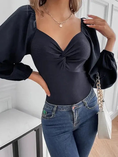 Body Chic Froncé Manches Longues-Saylana