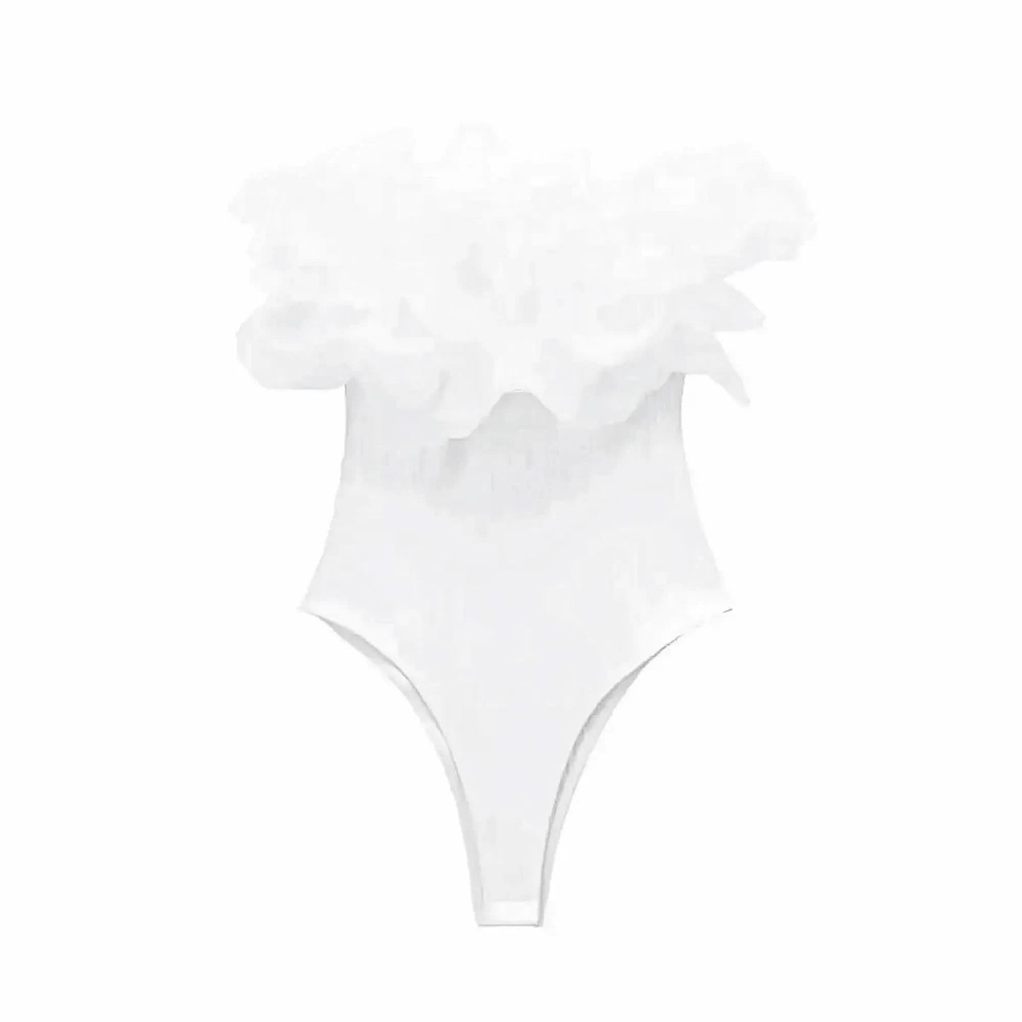 Body Côtelé à Volants Femme Chic - Saylana