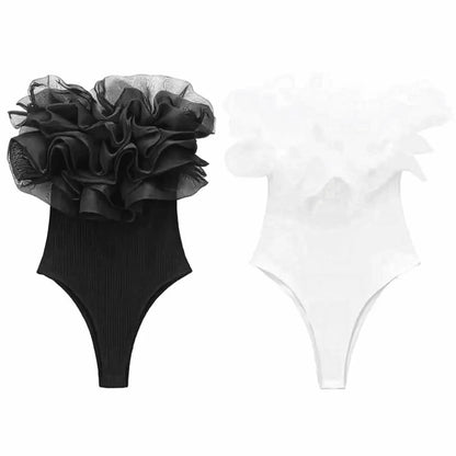 Body Côtelé à Volants Femme Chic - Saylana