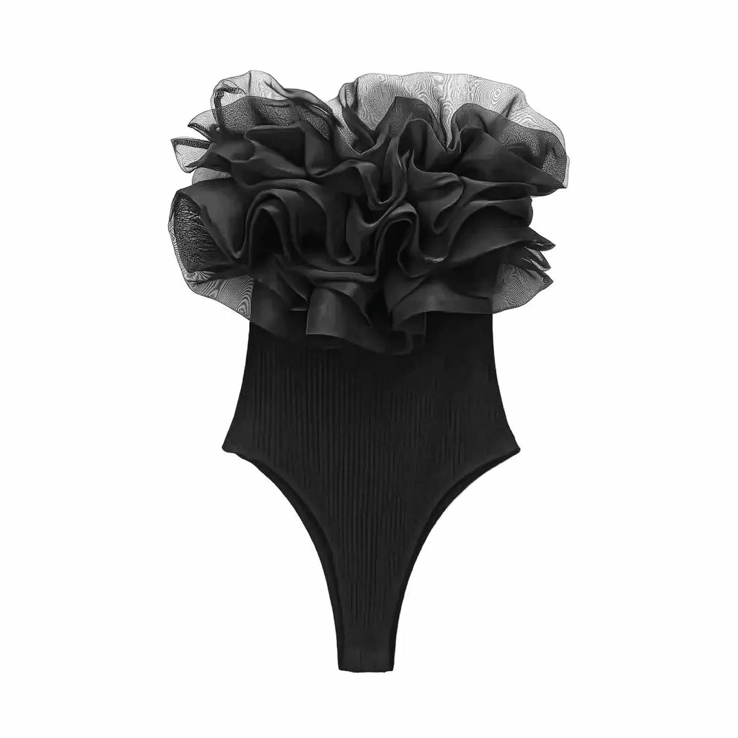 Body Côtelé à Volants Femme Chic - Saylana