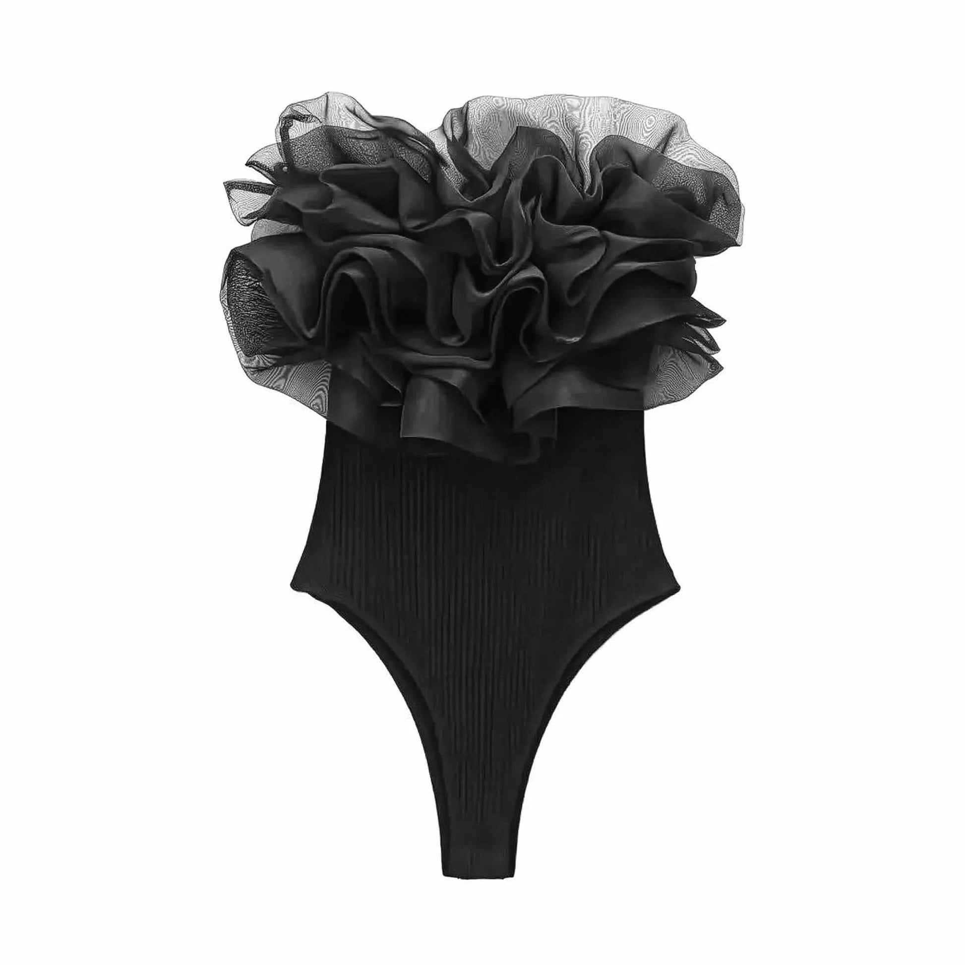 Body Côtelé à Volants Femme Chic - Saylana