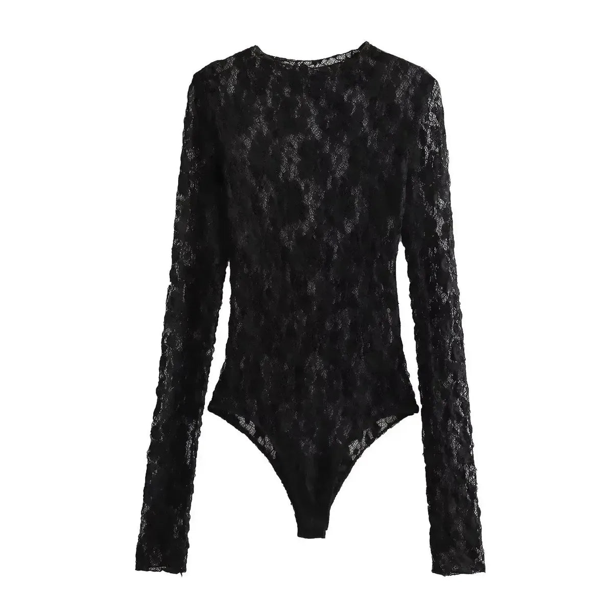 Body Dentelle Noir Manches Longues-Saylana