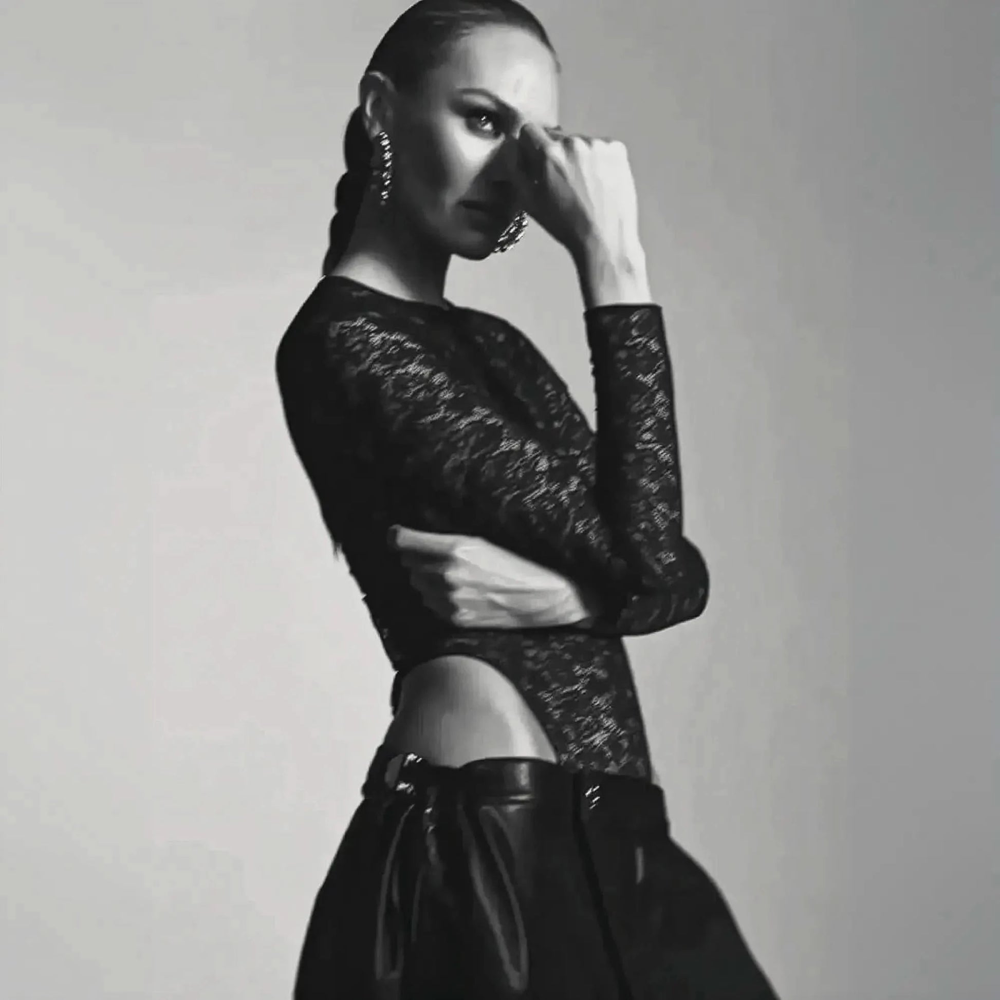 Body Dentelle Noir Manches Longues - Saylana