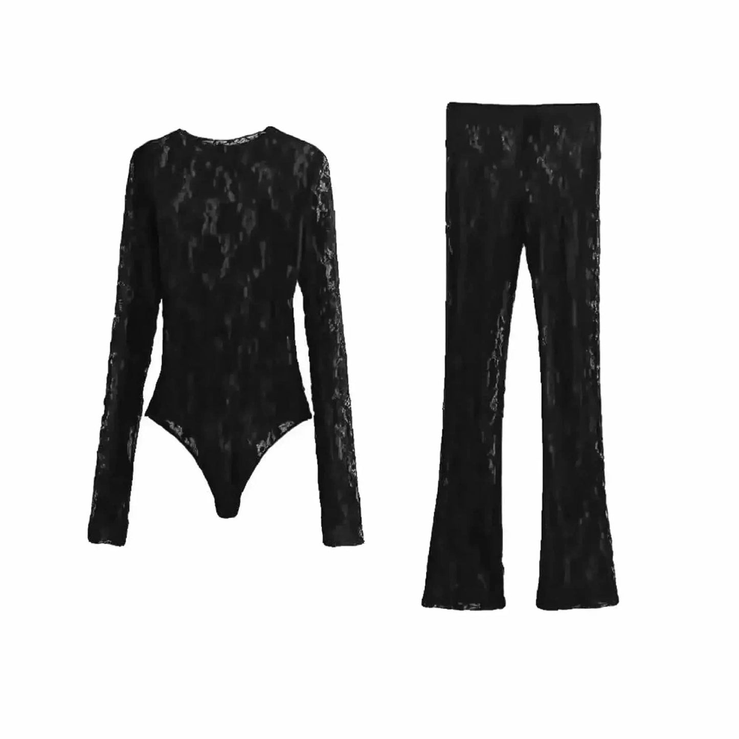 Body Dentelle Noir Manches Longues - Saylana