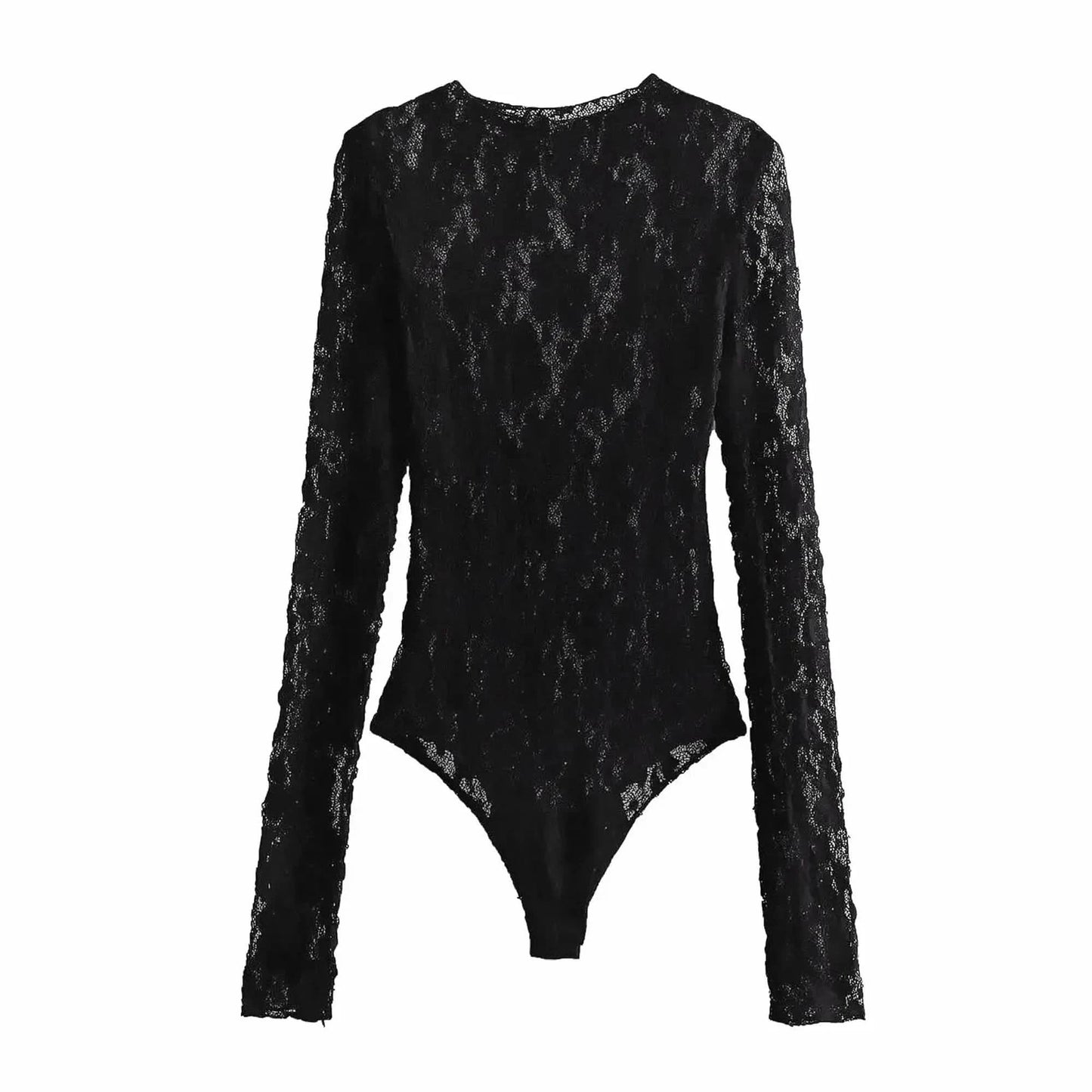 Body Dentelle Noir Manches Longues - Saylana