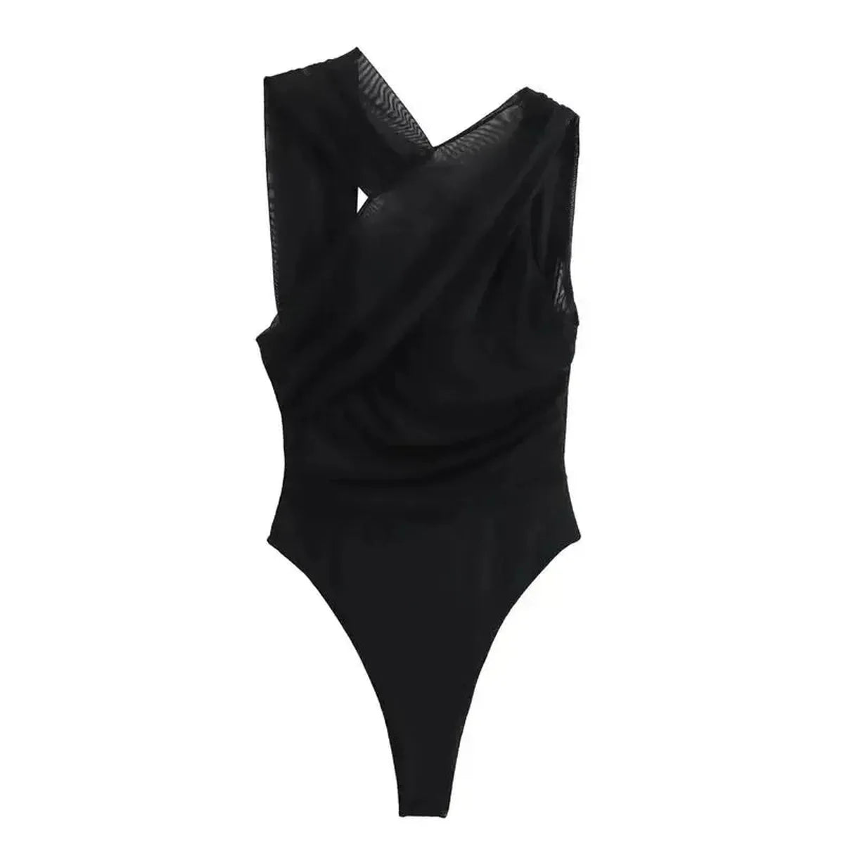 Body Léopard Transparent Sans Manches-Saylana