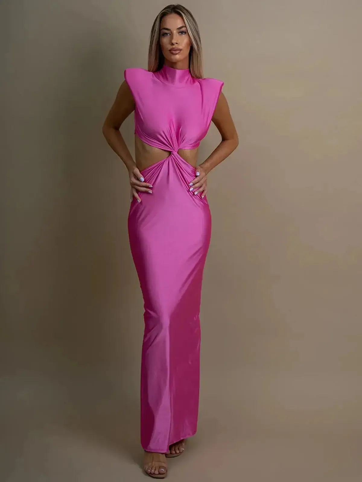 Bodycon Col Montant Uni Élégant-Saylana
