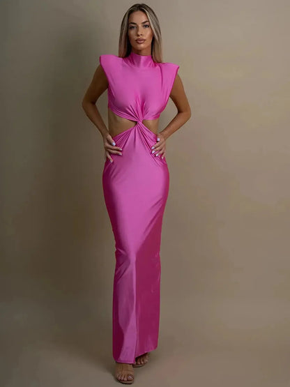 Bodycon Col Montant Uni Élégant-Saylana