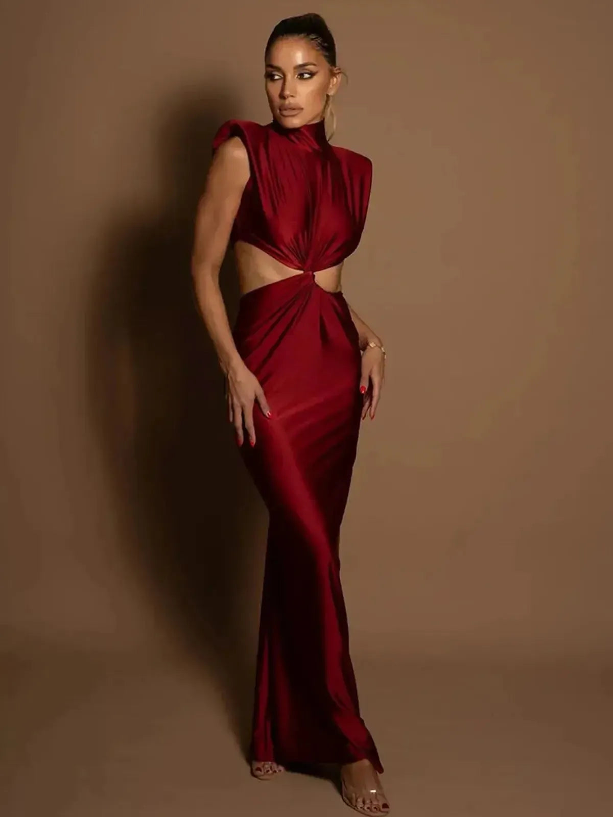 Bodycon Col Montant Uni Élégant-Saylana