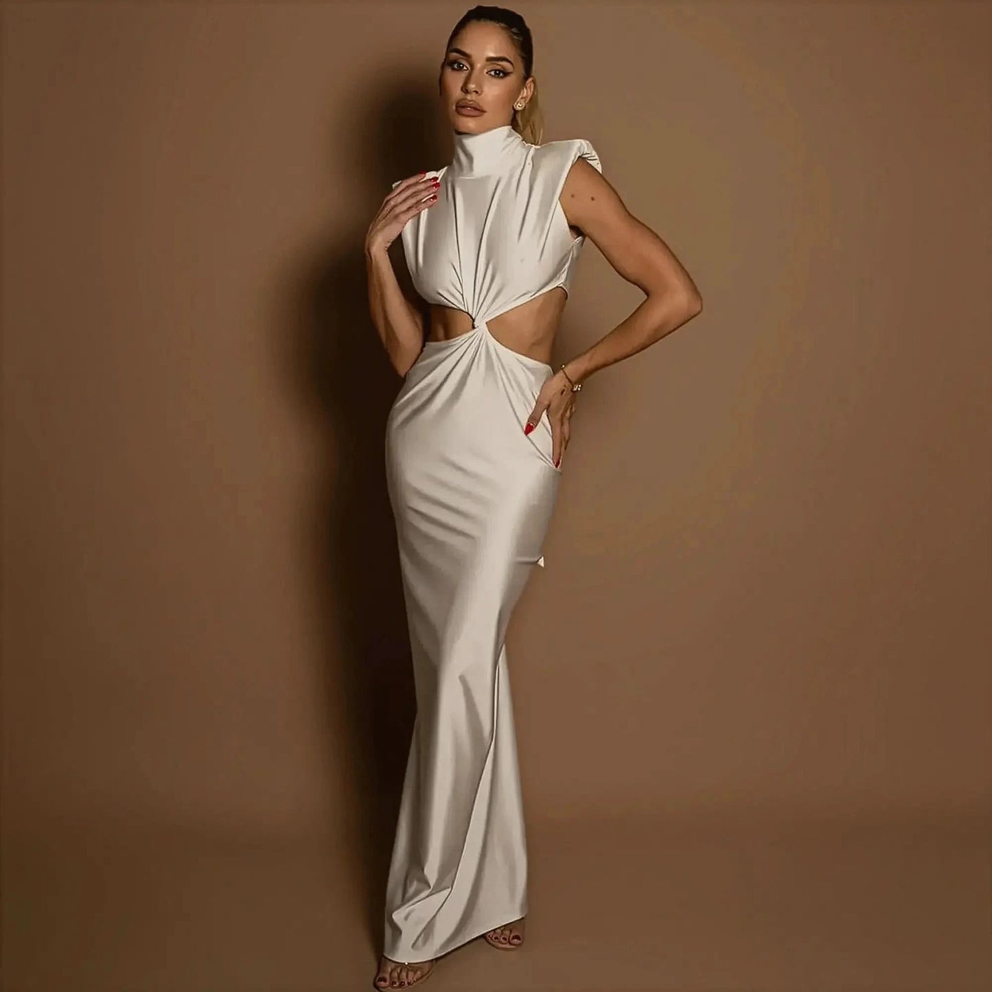 Bodycon Col Montant Uni Élégant - Saylana