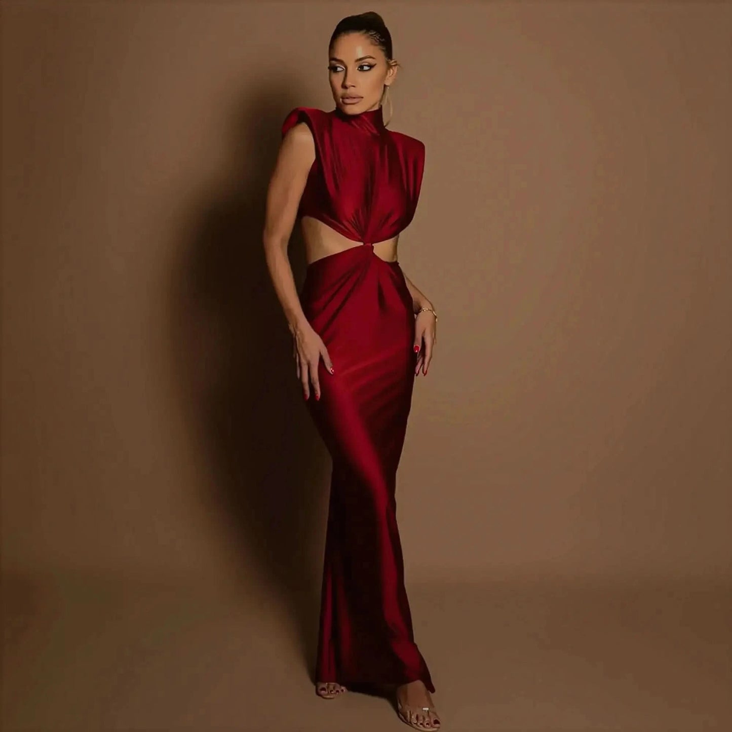 Bodycon Col Montant Uni Élégant - Saylana