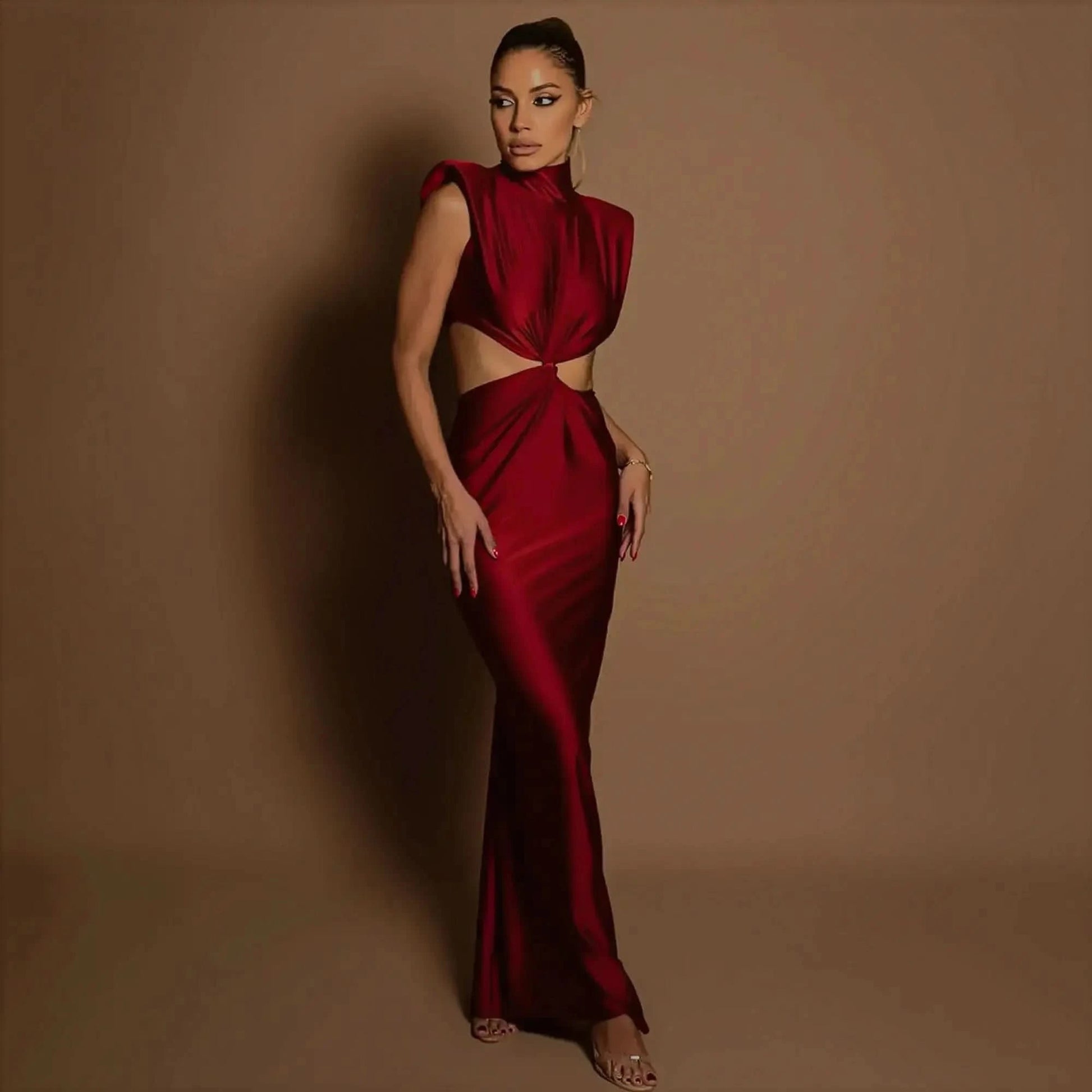 Bodycon Col Montant Uni Élégant - Saylana