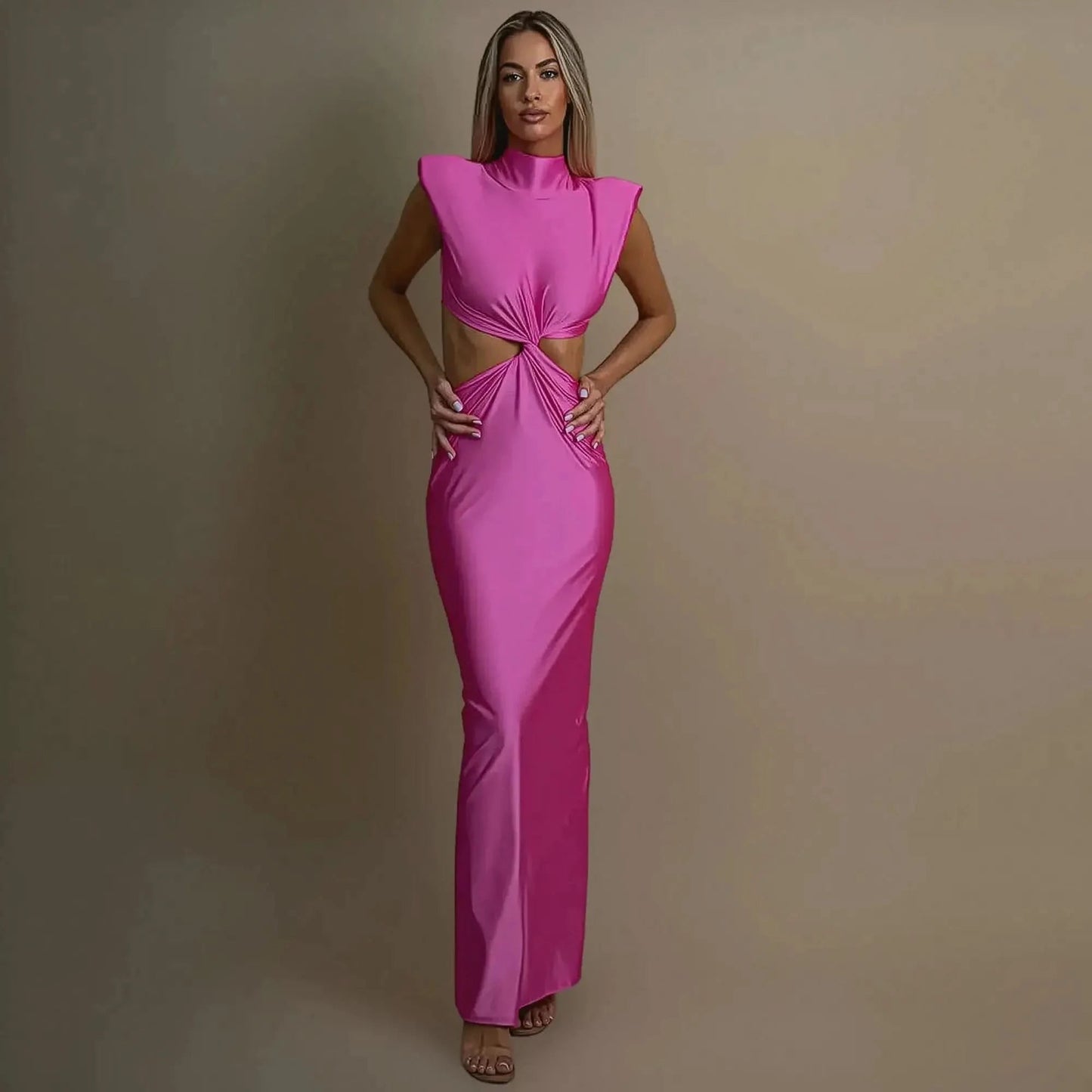 Bodycon Col Montant Uni Élégant - Saylana