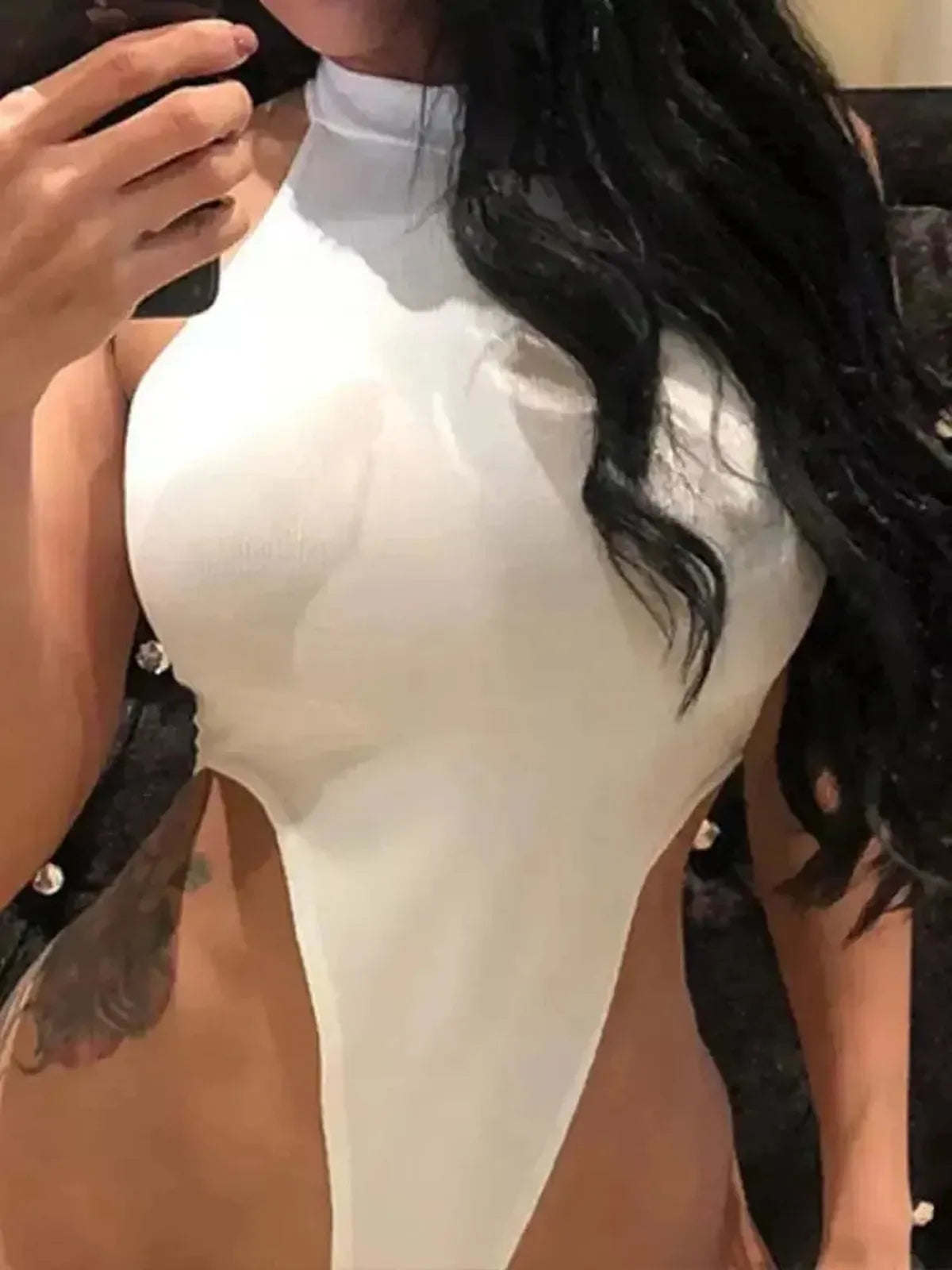 Bodycon Dos Nu Sans Manches-Saylana