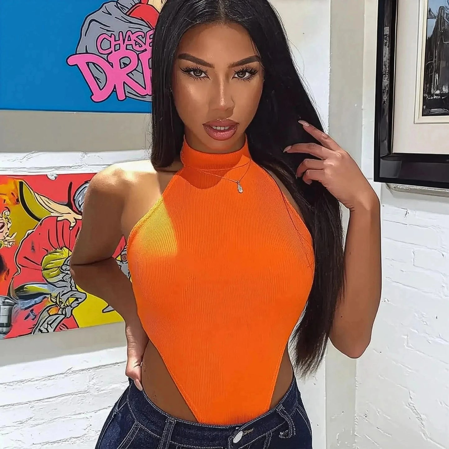 Bodycon Dos Nu Sans Manches - Saylana