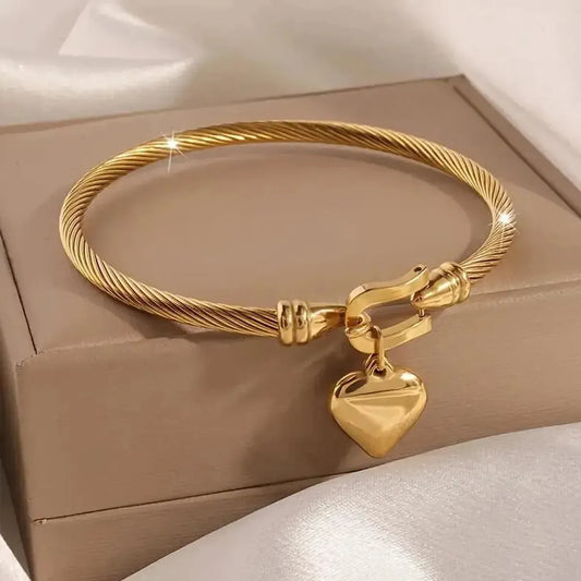 Bracelet Cœur Acier Doré 18K-Saylana