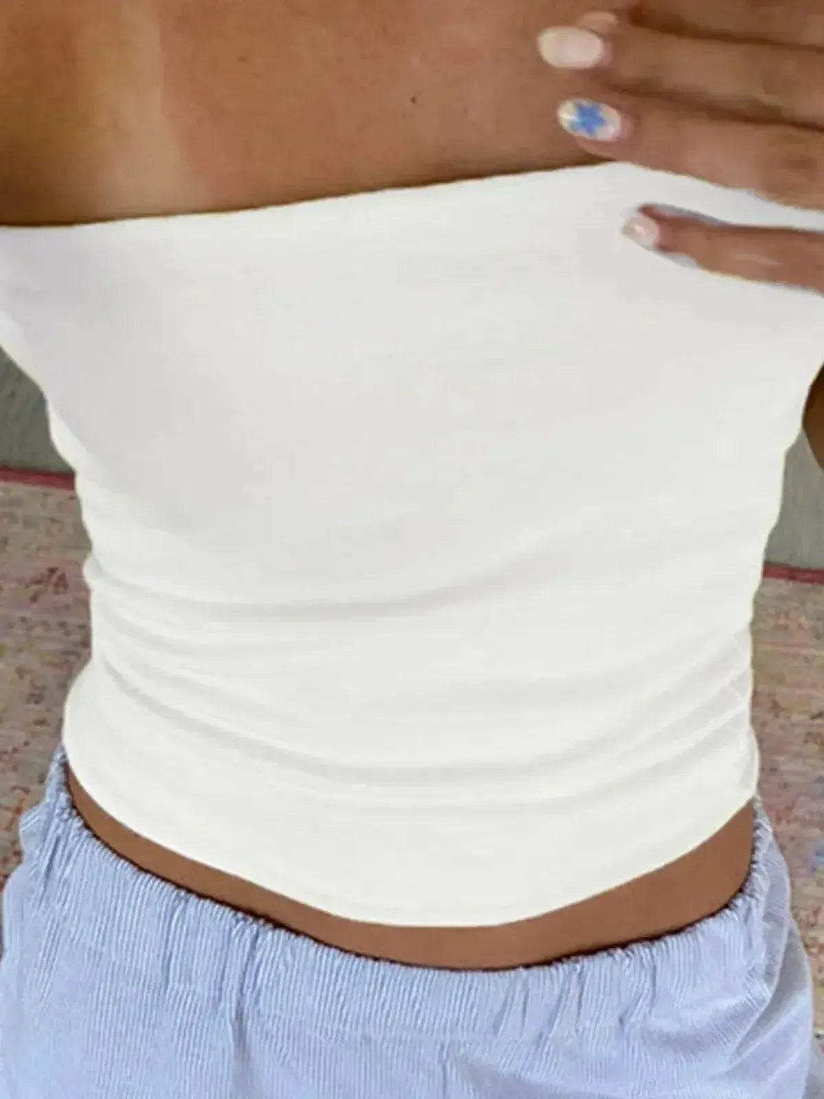 Bustier court rayé ou uni sans bretelles-Saylana