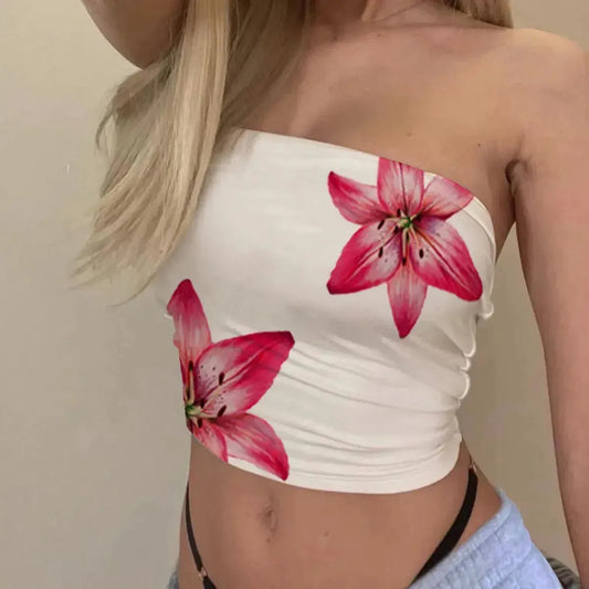 Bustier imprimé floral moulant-Saylana