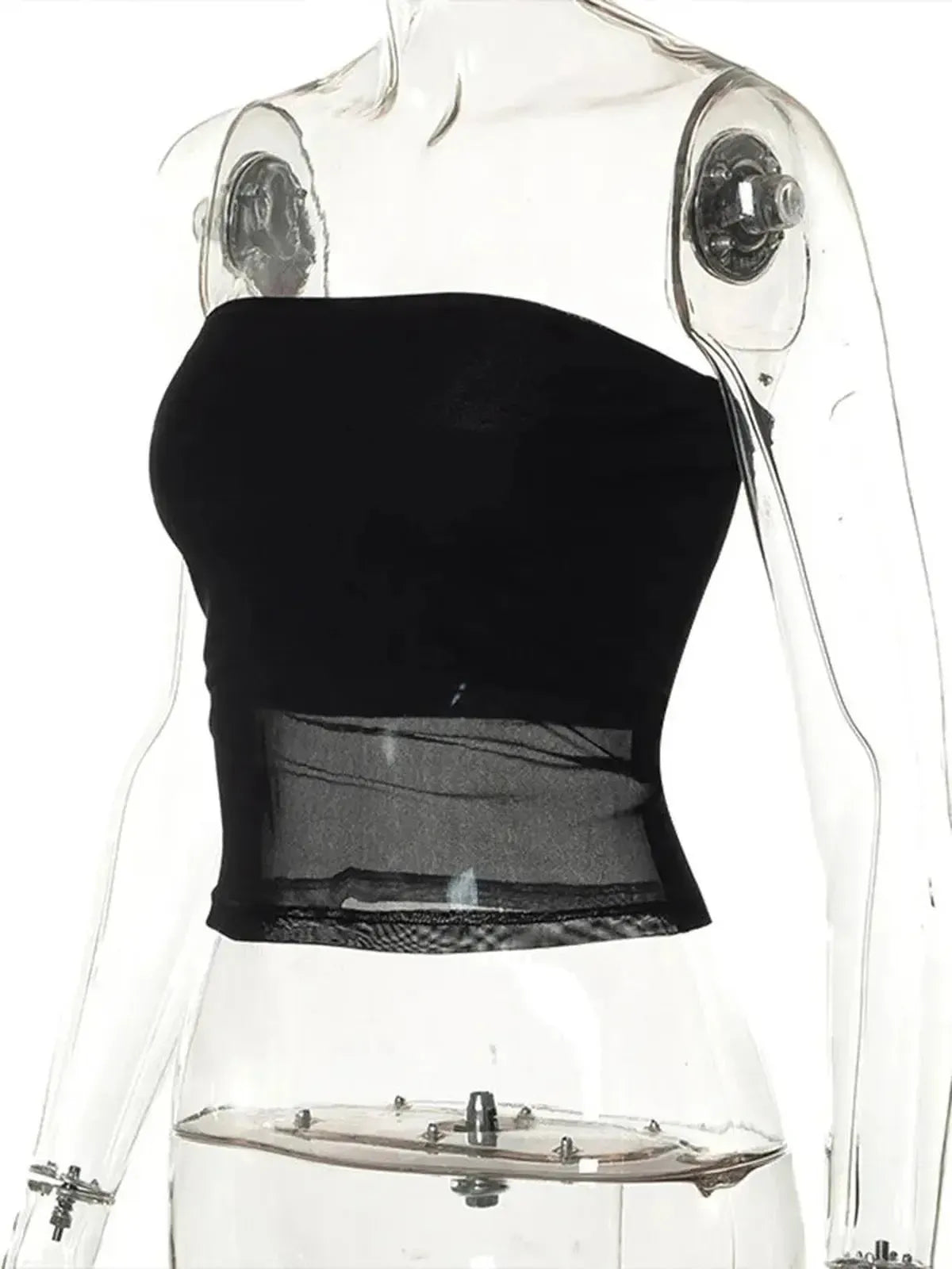 Bustier patchwork noir sexy été-Saylana