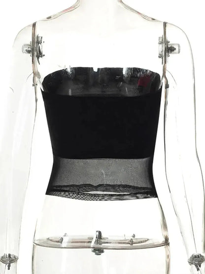 Bustier patchwork noir sexy été-Saylana