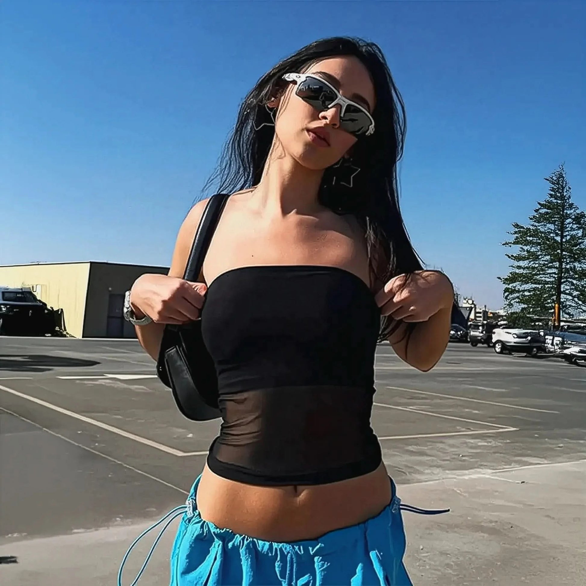 Bustier patchwork noir sexy été - Saylana